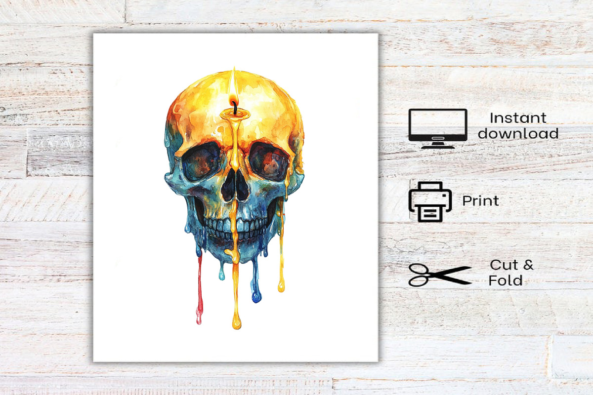 Watercolor Creepy Halloween Clipart, an Illustration by Canvas Craft (Photo 7 of 7)