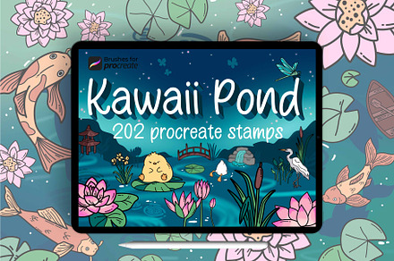 200+ Procreate kawaii pond stamps
