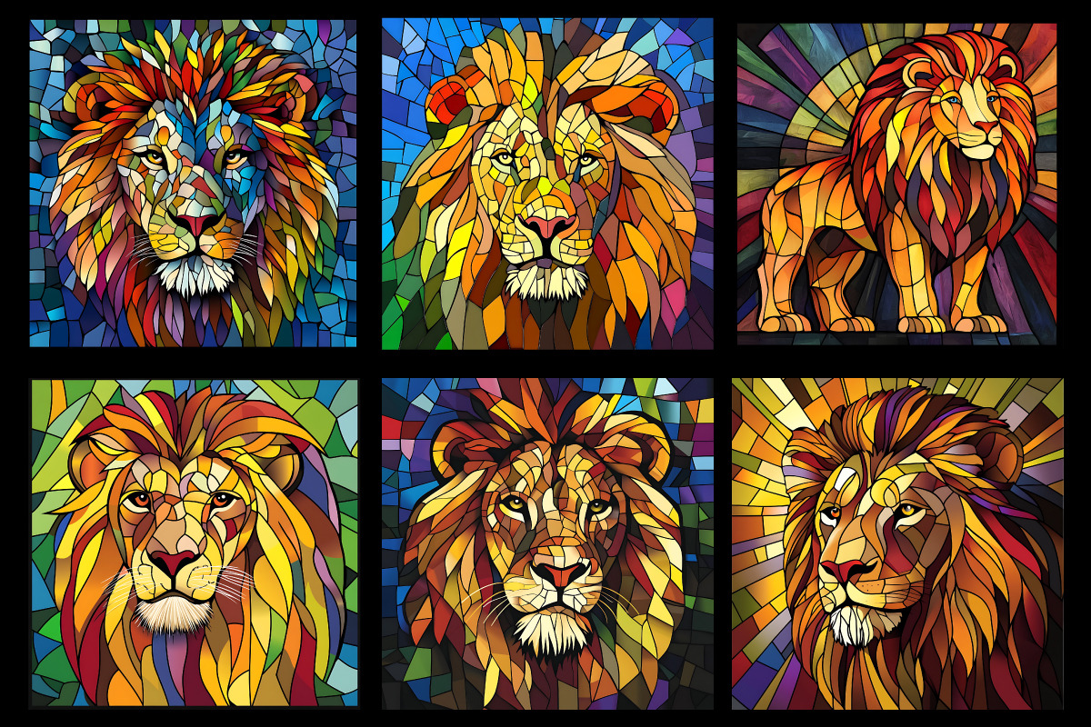 Stained Glass Lion Coloring Pages, an Animal Illustration by protabsorkar11 (Photo 2 of 6)