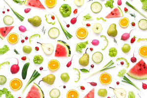 Pattern of vegetables and fruits.