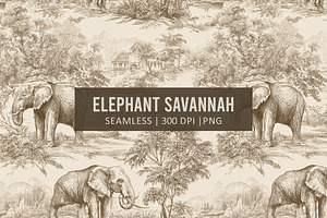 ELEPHANT SAVANNAH Seamless Pattern, a Pattern Graphic by AYAKA Studio Co.