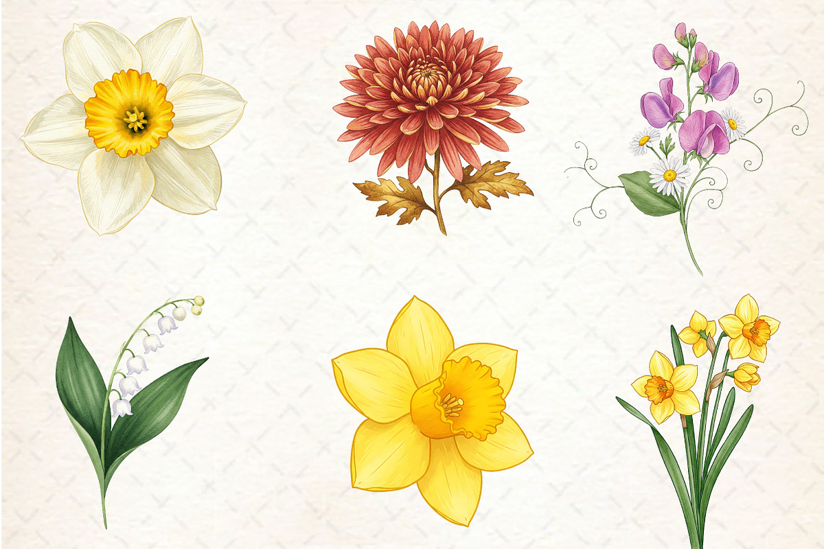 Watercolor Birth Month Flowers Clipa, an Illustration by Libby Wishes (Photo 5 of 6)