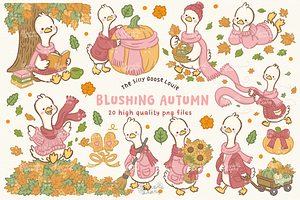 Kawaii Silly Goose Autumn Clipart, an Animal Illustration by Blumensdiary