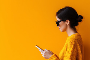 Stylish young woman in sunglasses, a Technology Photo by MistyDay