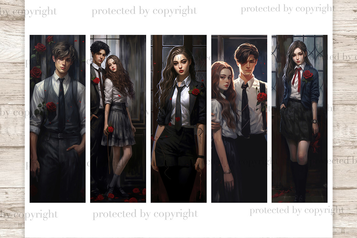 Dark Academy Bookmarks | Ephemera, a Person Illustration by GlamArtZhanna (Photo 1 of 3)