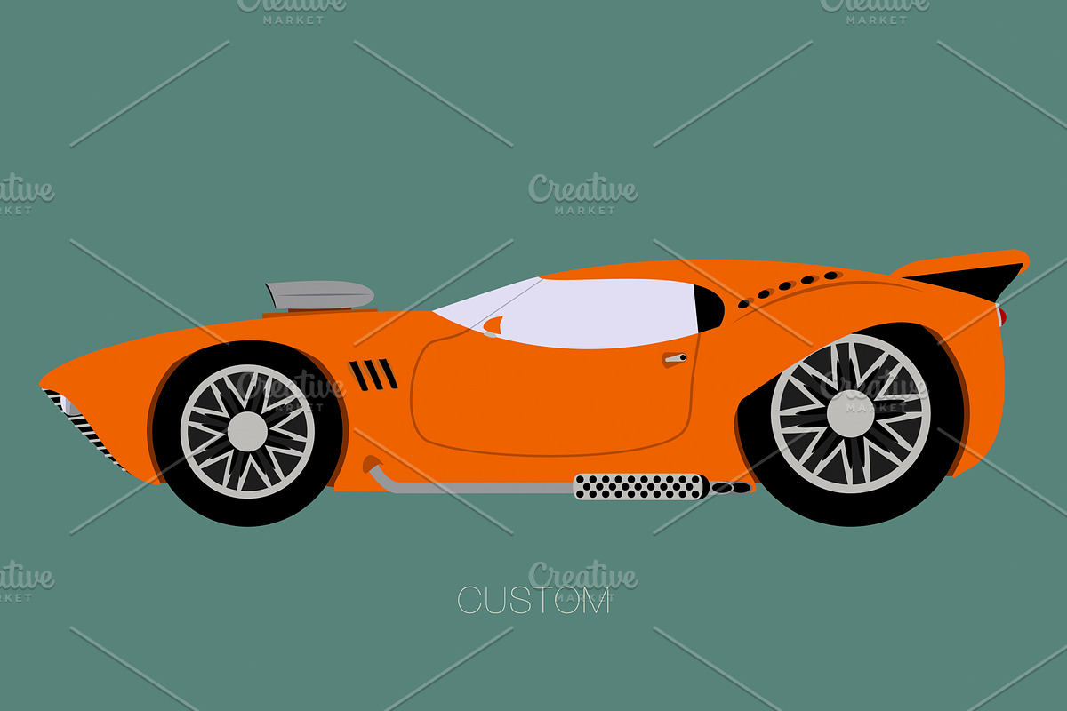 custom supercar flat design, a Transportation Illustration by FMR IBERICA