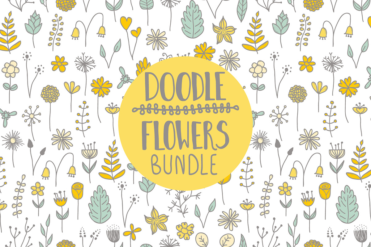 Doodle flowers bundle, a Pattern Graphic by altanaka (Photo 1 of 3)