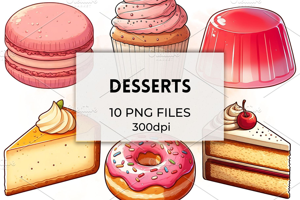 Dessert PNG Graphics Bakery Clipart, a Food Illustration by QM_ART (Photo 1 of 7)