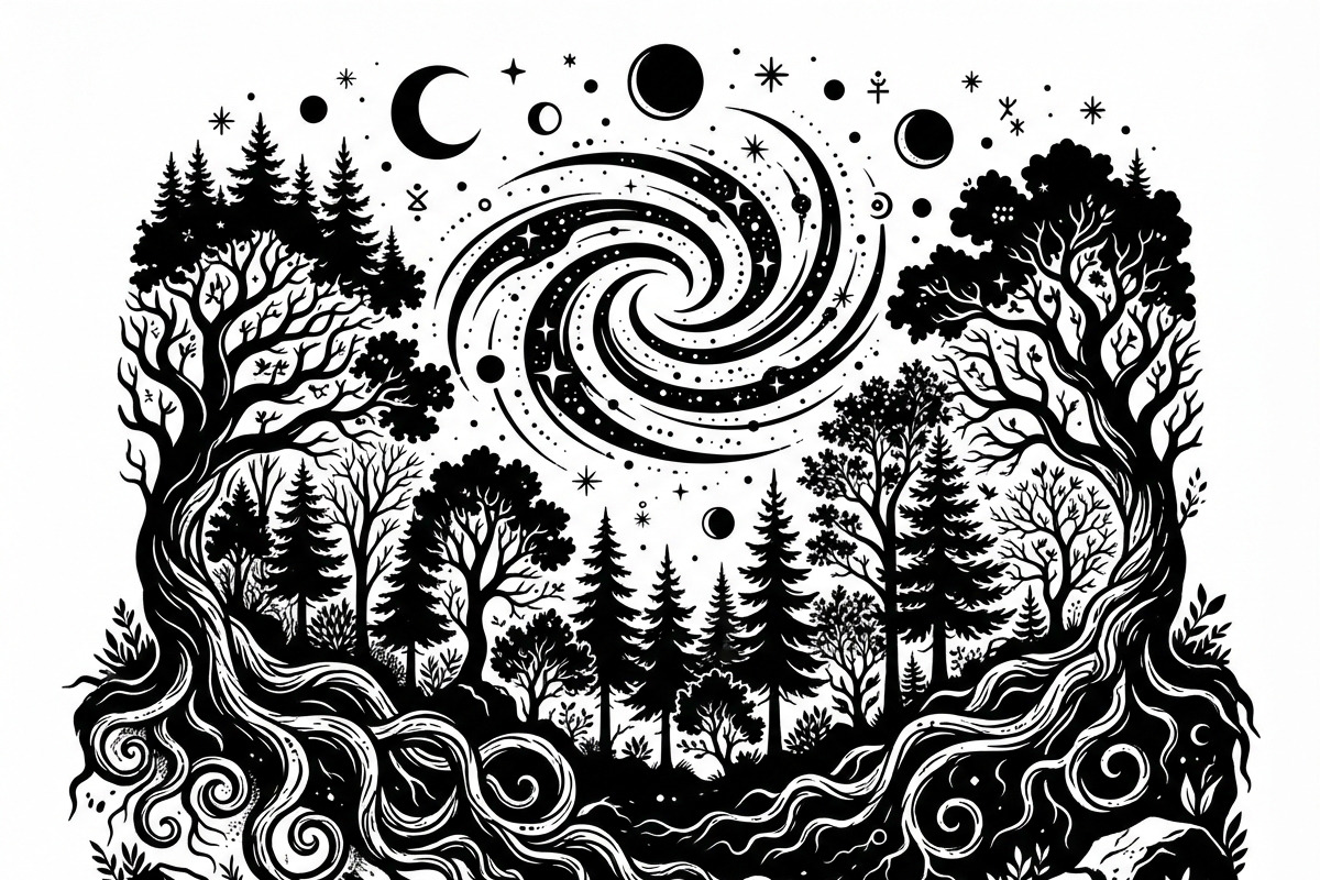 50 Mystical Galaxy Forest Silhouette, a Technology Illustration by Amazin_art (Photo 7 of 26)