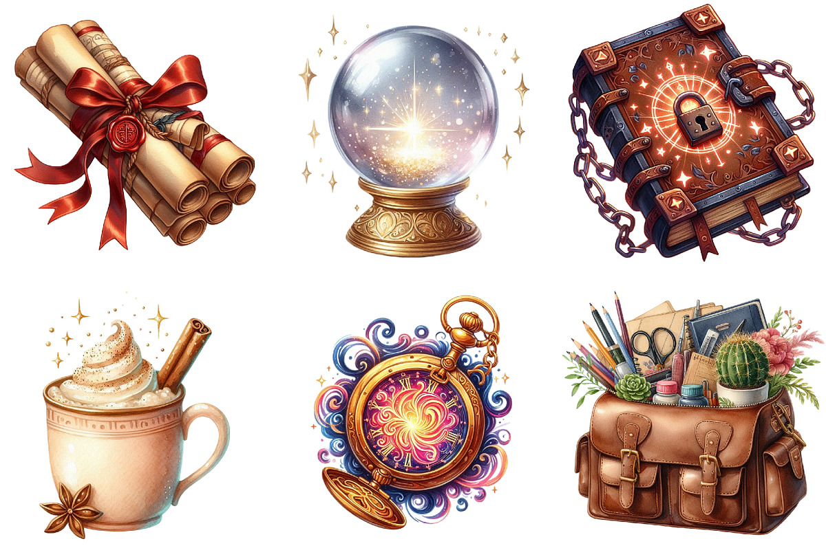 Cute Magic School Watercolor Clipart, an Illustration by Libby Wishes (Photo 4 of 12)