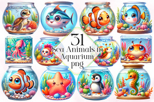 Sea Animals in Aquarium Sublimation, a Work Illustration by Dream Creation