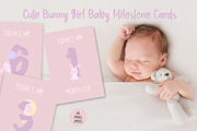 Cute Bunny Girl Baby Milestone Cards, a Card Template by DysenkaArt (Thumbnail 1 of 3)