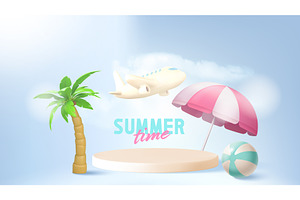 Summer travel banner with beach and, a Sport Illustration by art PVP - market