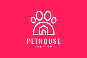pets house paw lines  logo, a Branding & Logo Template by devastd