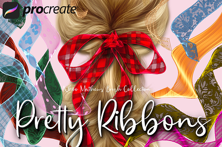 Procreate 100 Pretty Ribbons Brushes, a Brush Add-On by Fashion Workshop Bkk