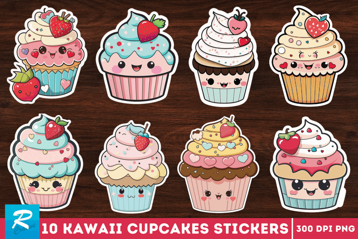 Cute Kawaii Cupcakes  Valentine Stic, an Object Graphic by Regulrcrative (Photo 1 of 7)
