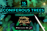 15 CONIFEROUS BRANCHES PROCREATE X5, a Brush Add-On by Graphics Resources (Thumbnail 2 of 8)