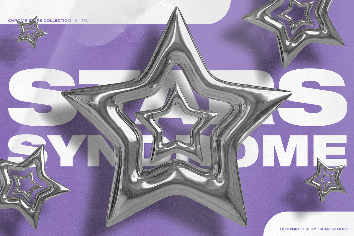 Chrome Stars Collection - 34 Png, an Object Graphic by Hainz Studio (Photo 8 of 10)