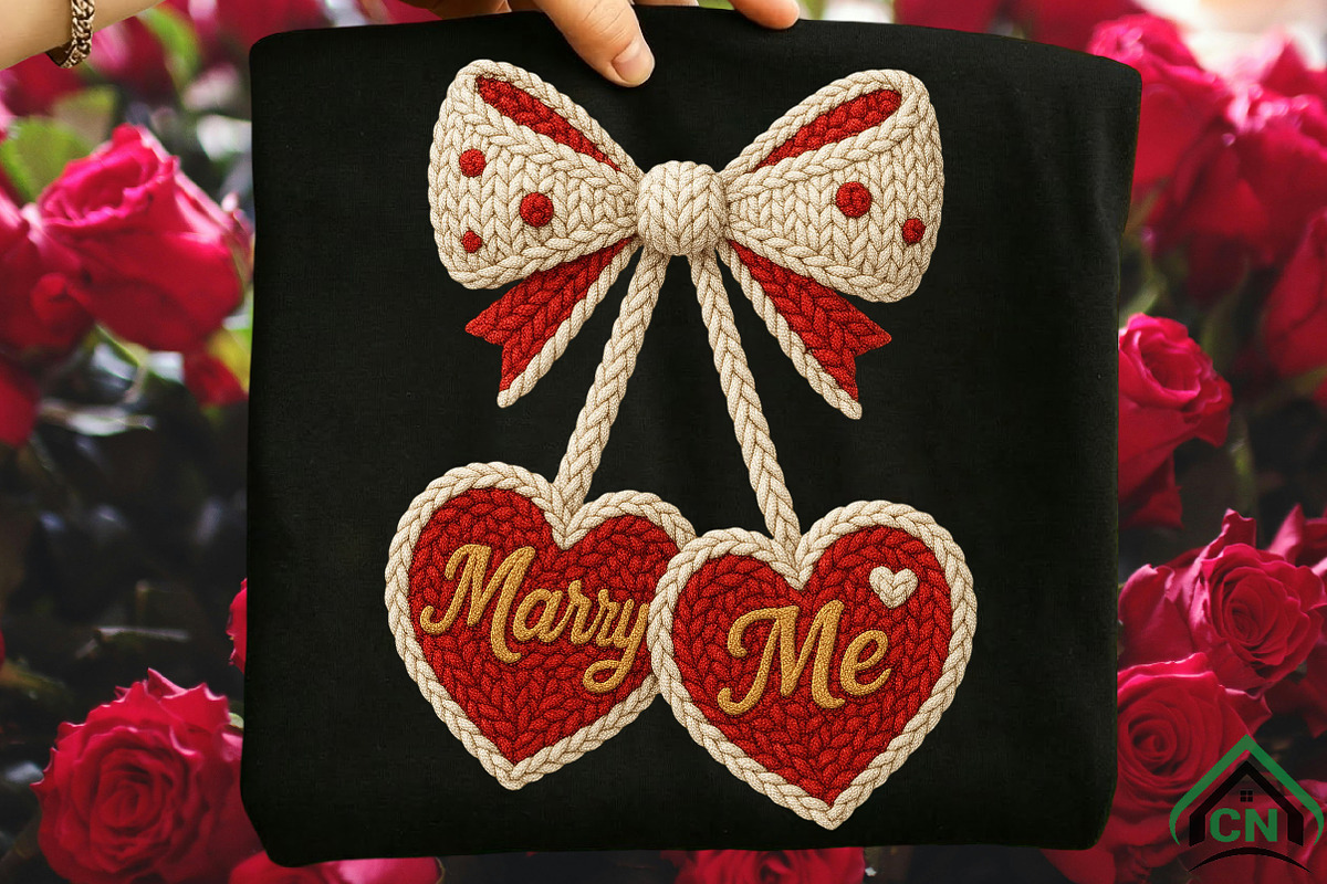 Knitted Bow with Marry Me Hearts Png, an Illustration by Craft Nest (Photo 1 of 6)
