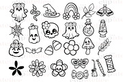 Boho Halloween Line Drawings, a Seasonal Illustration by TheClipAtelier (Thumbnail 2 of 3)