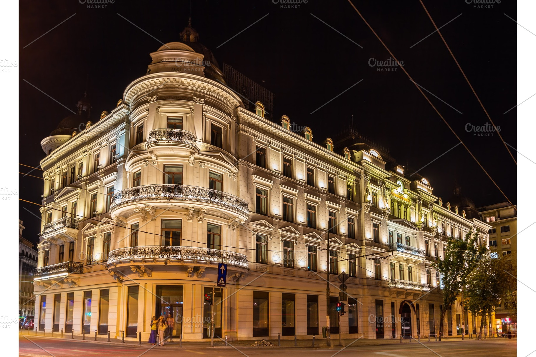 Grand Hotel du Boulevard in Bucharest, a Romanian historic monum, an Architecture Photo by Leonid Andronov