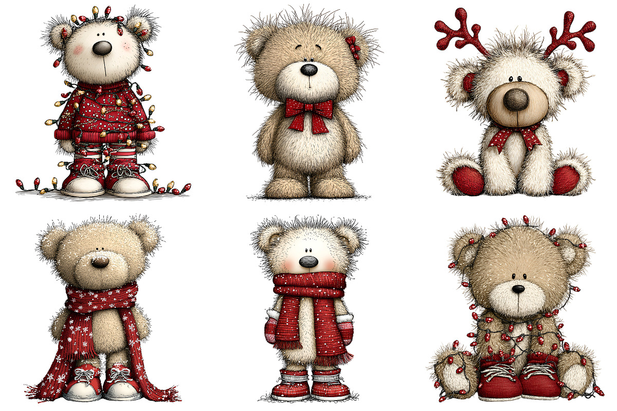 Christmas Teddy Bear Clipart, an Illustration by Craft Nest (Photo 7 of 11)