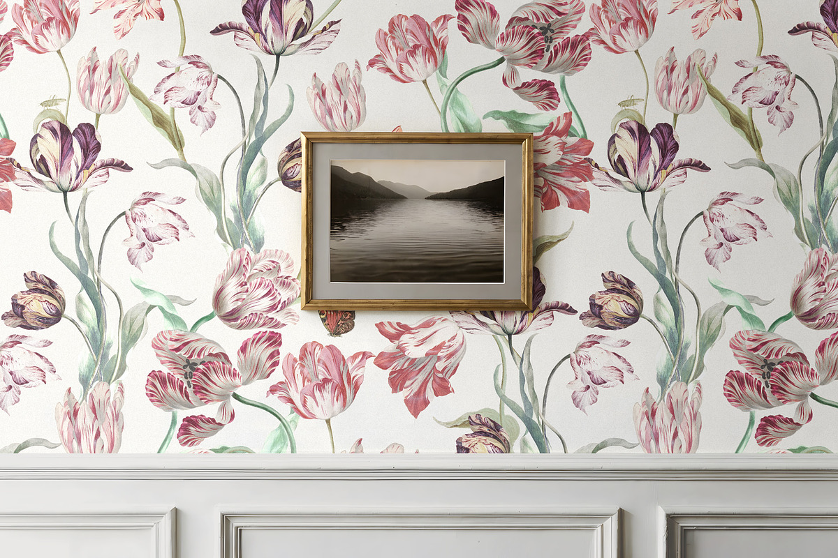 Vintage Tulips Wallpaper, a Wallpaper Graphic by Webvilla Studio (Photo 2 of 4)