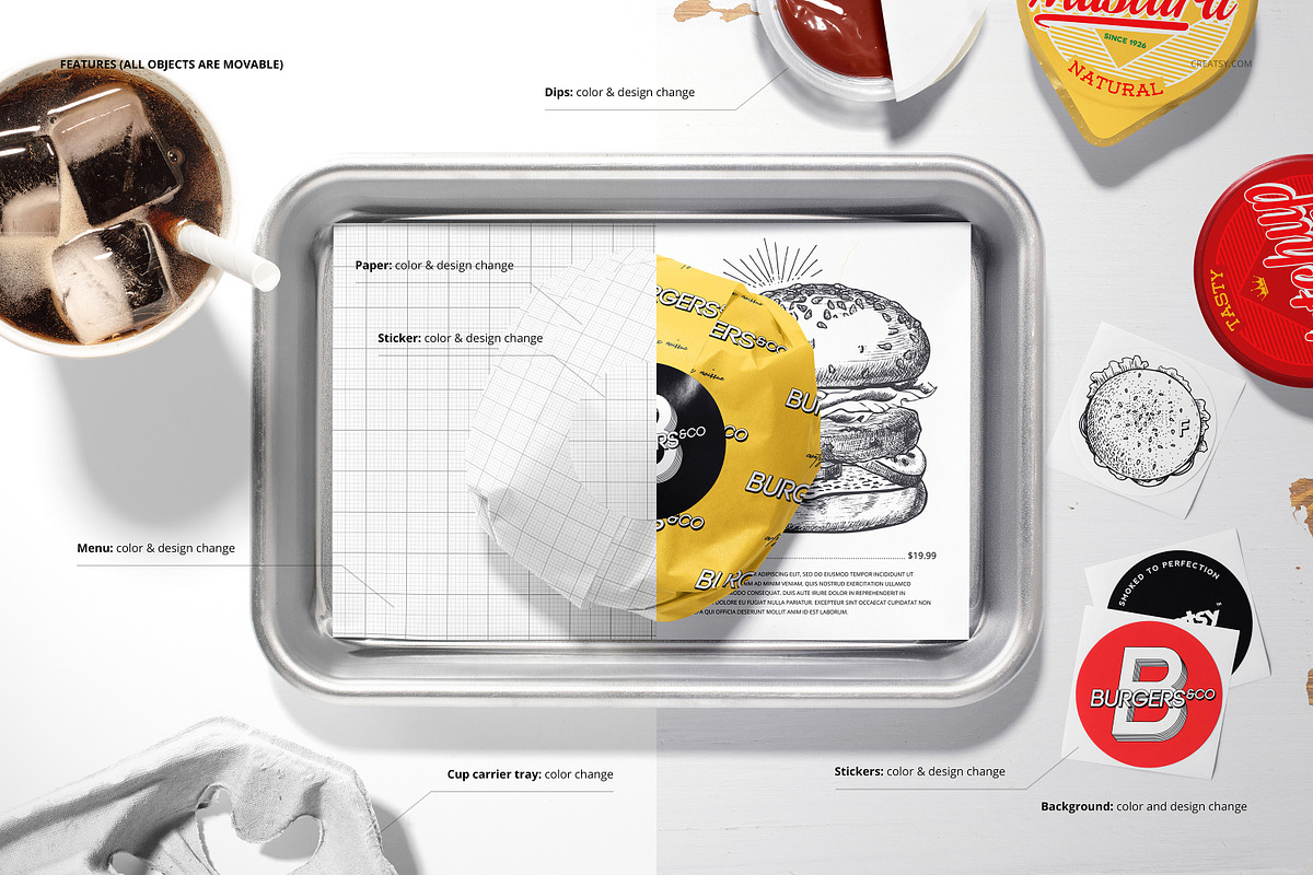 Food Safe Paper Mockup Set (burger), a Packaging Mockup by creatsy5 (Photo 4 of 10)
