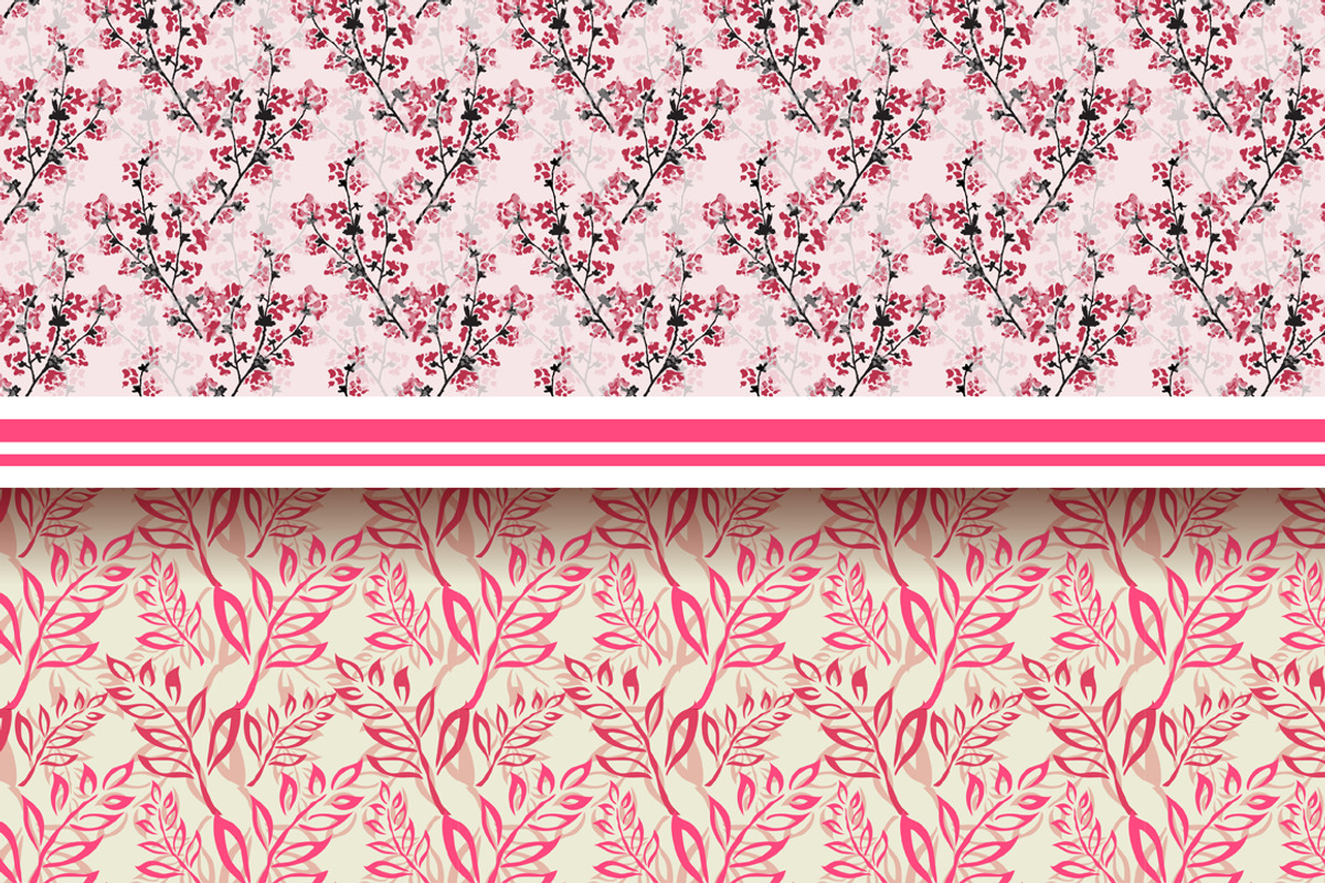 14 Pink Floral Patterns Set preview 2