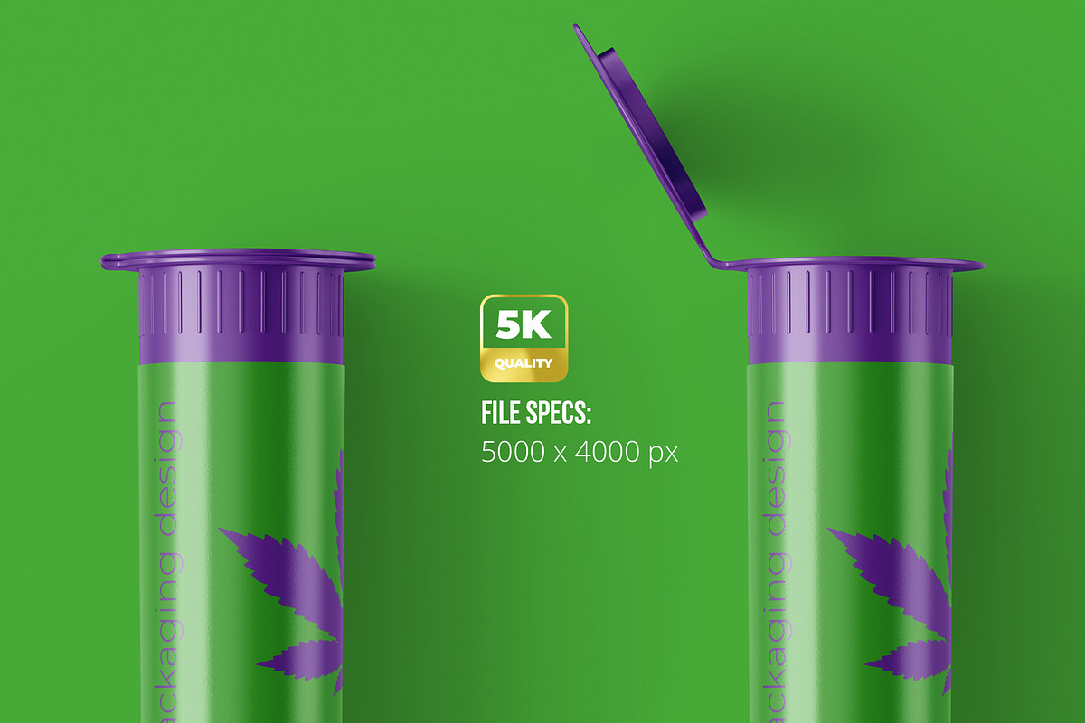 Weed Joint Pre Roll Cannabis Tube, a Cups & Container Mockup by easymock (Photo 2 of 9)