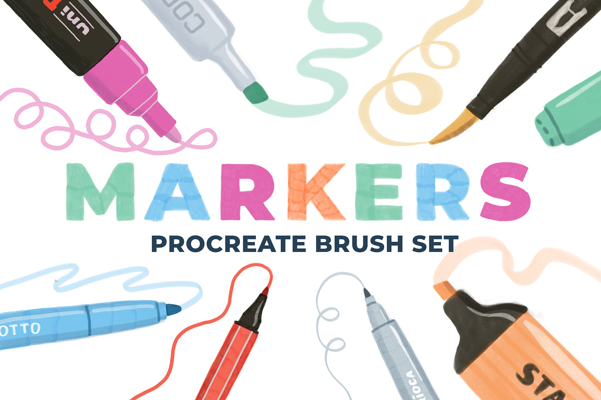 Markers Procreate Brush Set, a Brush Add-On by Insalata Illustrata (Photo 1 of 12)