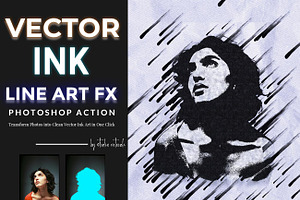 Vector Ink Line Art FX Photoshop, an Action Add-On by Studio Retouch
