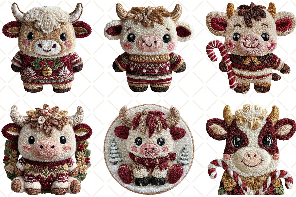Crochet Christmas Highland Cow, an Illustration by Black Bird Studio (Photo 4 of 6)