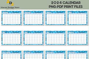 Light Blue 2024 Calendar Printable