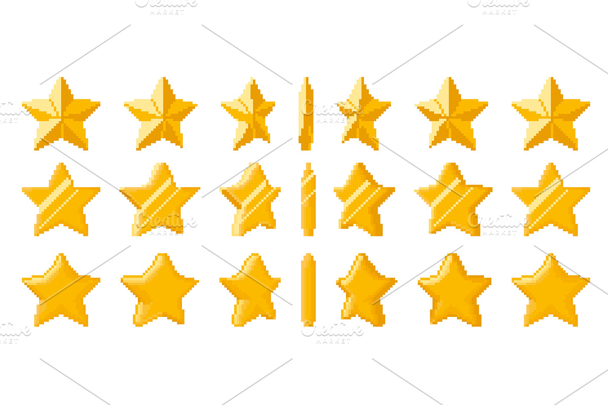 Pixel art golden star animation, an Object Illustration by winwin.art