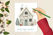 Watercolor Christmas house clipart, an Illustration by CreationArt (Thumbnail 2 of 6)