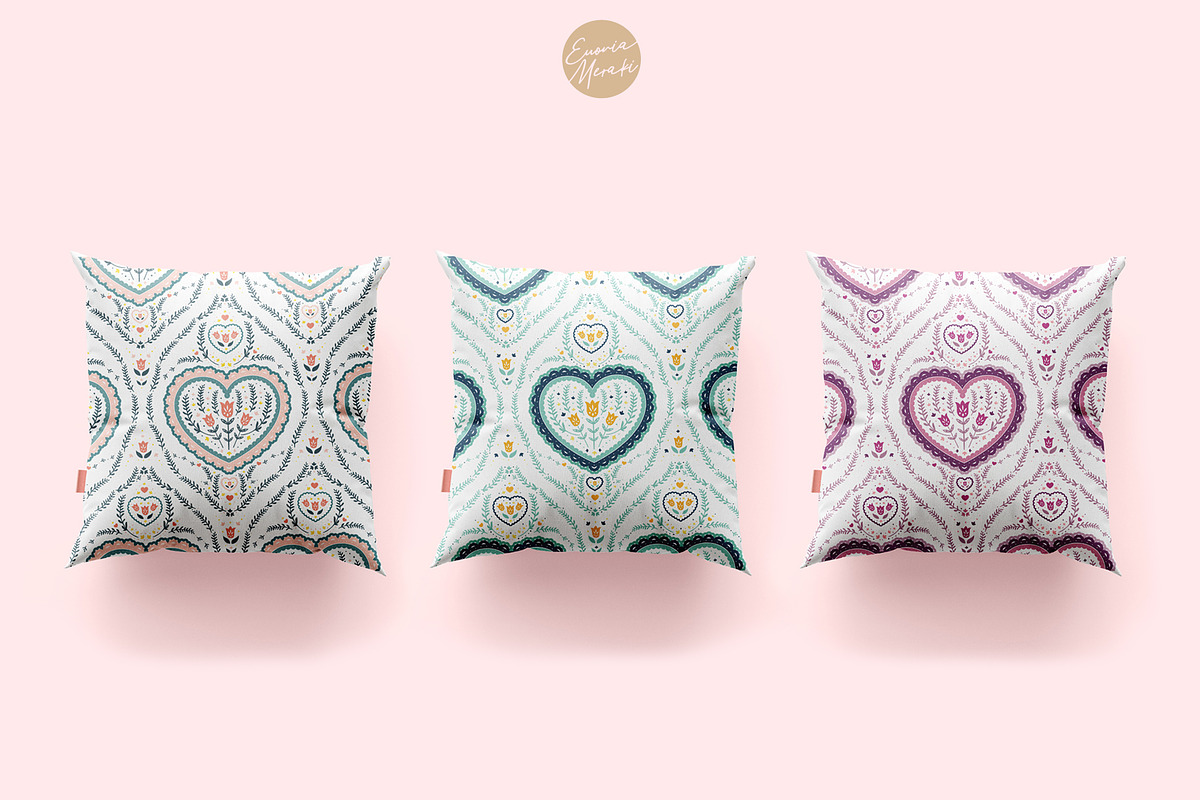 Cottagecore Pattern 8 Romantic Heart, a Pattern Graphic by Euonia Meraki (Photo 6 of 13)