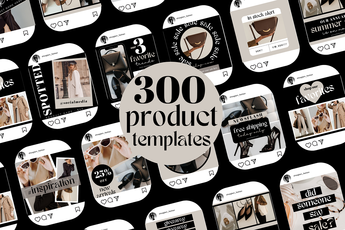 300 Product Instagram Posts, a Social Media Template by Oh So Social Boutique (Photo 1 of 6)