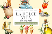 La Dolce Vita Italian Clipart PNG, an Object Graphic by Printable Pretty Studio (Thumbnail 2 of 6)