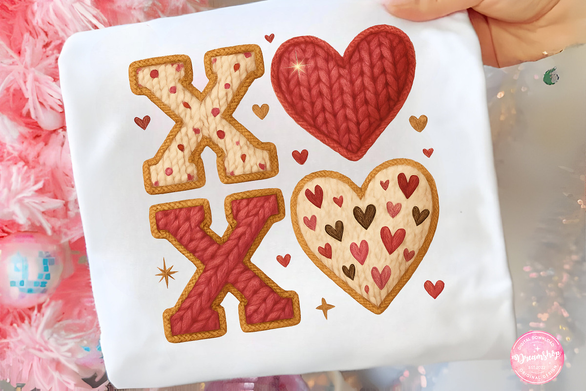 Faux Yarn XOXO Valentine’s Day PNG, an Illustration by CreationArt (Photo 5 of 5)