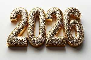 Sparkling golden 2026 numbers with glitter texture on clean whit, a Background Photo by José Manuel Gelpi