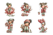 Whimsical Girl With Tulips And Puppy, an Illustration by SinaCreation (Thumbnail 2 of 11)