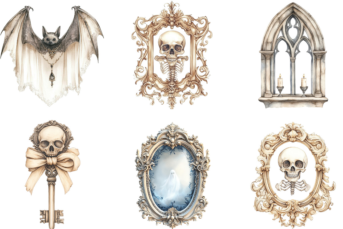 Ivory Gothic Halloween Clipart, an Illustration by CraftArtStudio (Photo 2 of 6)