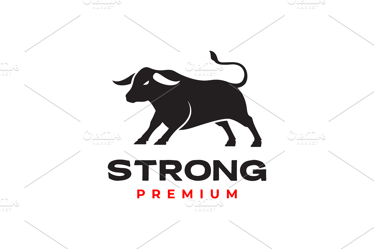 bull mascot flat modern logo, a Branding & Logo Template by devastd