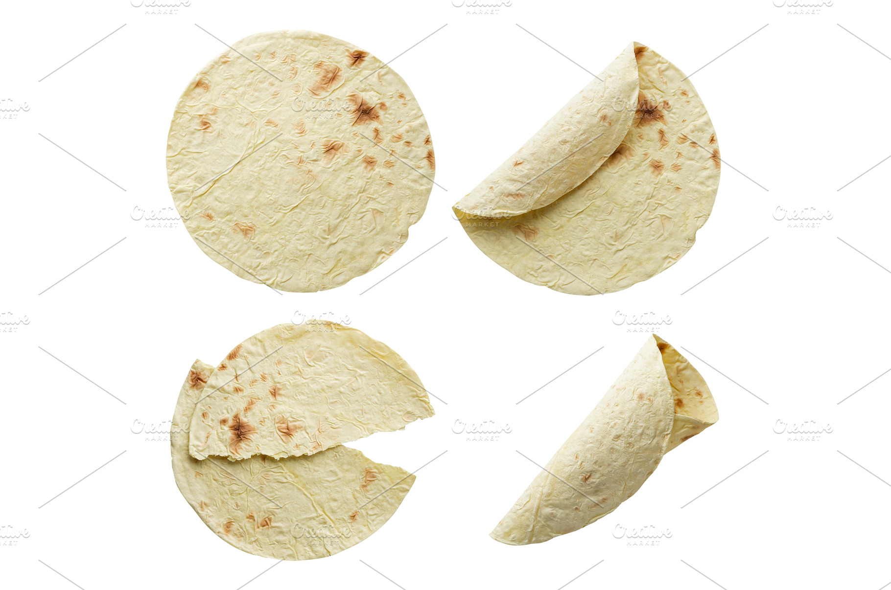Set of pitta breads isolated on a, a Food & Drink Photo by innakreativ