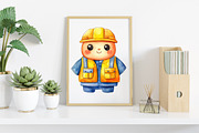 Watercolor Kawaii Labor Day Clipart, an Illustration by Canvas Craft (Thumbnail 6 of 8)