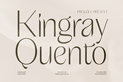Kingray Quento Luxury Display Font, a Sans Serif Font by timelesstype.co (Thumbnail 1 of 20)
