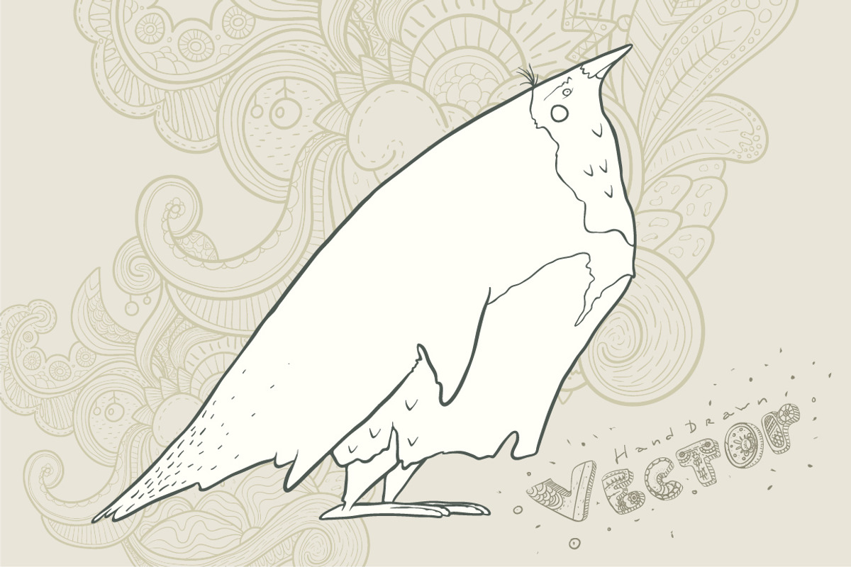 Hand drawn vector retro cartoon bird, a Decorative Illustration by Andrew Bzh.