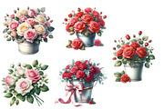 Watercolor Rose Bucket clipart, an Illustration by Designworld (Thumbnail 5 of 5)