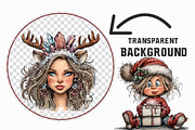Whimsical Christmas girl Clipart, an Illustration by Libby Wishes (Thumbnail 7 of 7)